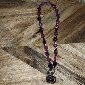 Elegant Purple Beaded Necklace with Toggle Clasp